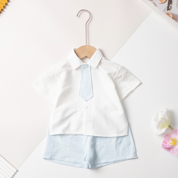 HY5 Bộ cotton trẻ em - bé trai B002 6/36 (Ri5) PH1153 cà vạt Quần