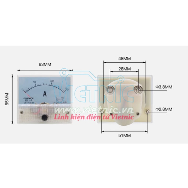 AMPE KẾ AC 20A - 85L1-20A 63X55X52MM | www.vietnic.vn