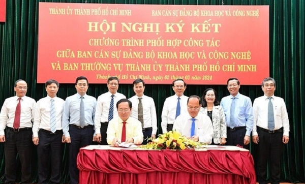 Hội nghị ký kết Chương trình phối hợp công tác giữa Ban cán sự Đảng Bộ Khoa học và Công nghệ và Ban Thường vụ Thành ủy Thành phố Hồ Chí Minh