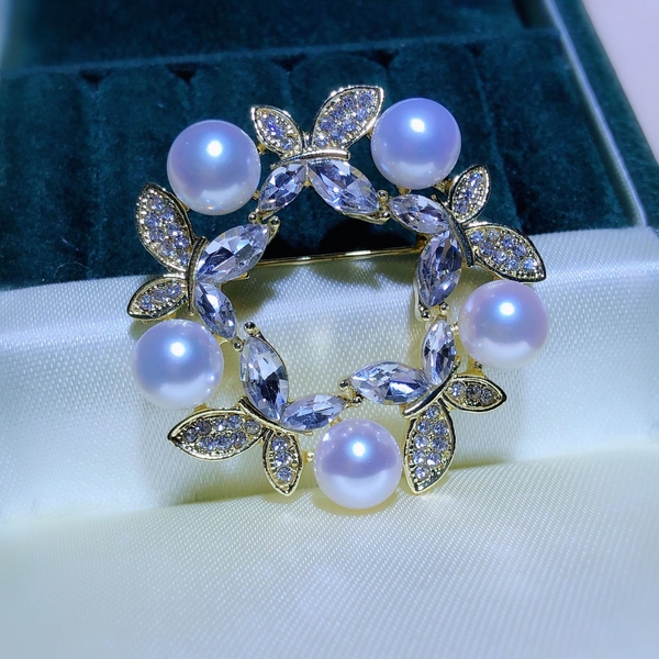 Cài áo ngọc trai Vòng nguyệt quế Laurel wreath PEARL(6-7ly) - CTJ5128