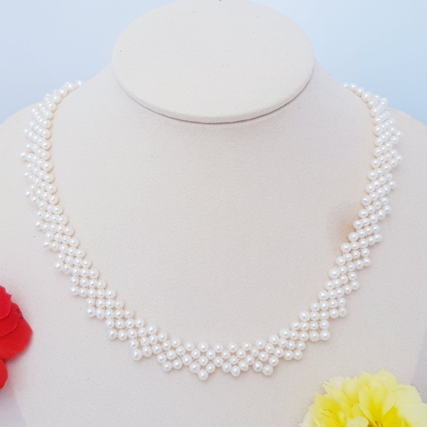 Chuỗi vòng cổ ngọc trai tự nhiên Cao cấp Chuỗi kết hàng ren 45 LACE PEARL (4-5ly) - CTJ1105