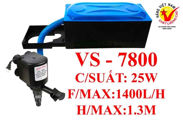 MÁY BƠM LỌC NƯỚC HỒ CÁ CAO CẤP VIPSUN FISH - VS 7800 - CÔNG SUẤT 25W - LƯU LƯỢNG NƯỚC 1400 LÍT/H