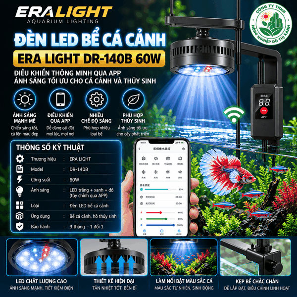 Đèn led bể cá cảnh, model ERA LIGHT DR-140B 60W