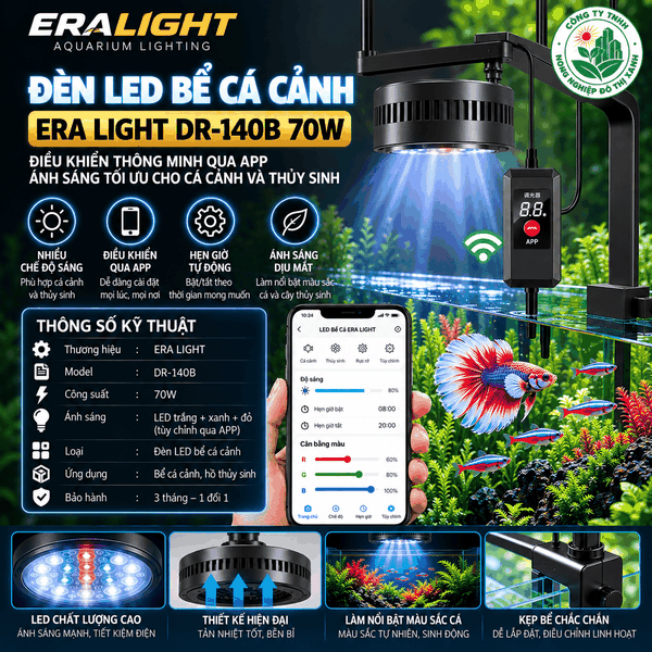 Đèn led bể cá cảnh, model ERA LIGHT DR-140B 70W