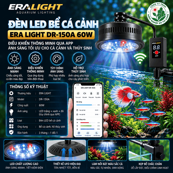 Đèn led bể cá cảnh, model ERA LIGHT DR-150A 60W