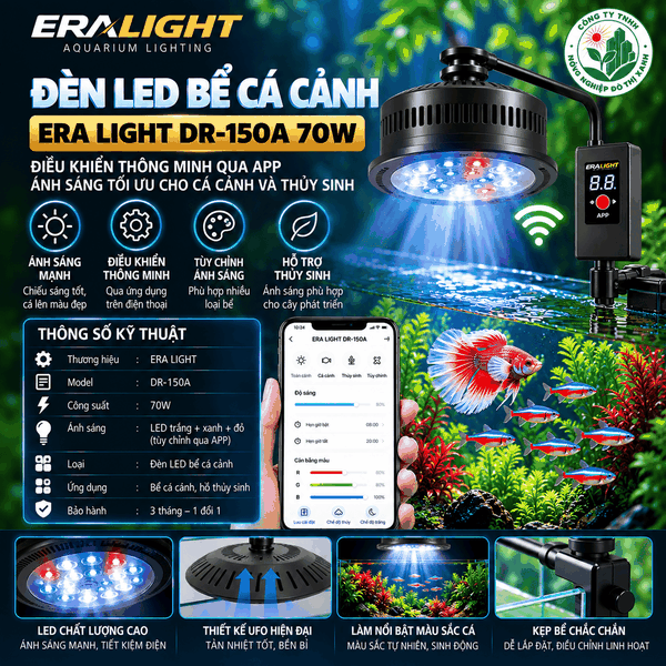Đèn led bể cá cảnh, model ERA LIGHT  DR-150A 70W