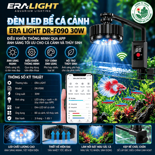 Đèn led bể cá cảnh, model ERA LIGHT DR-F090 30W