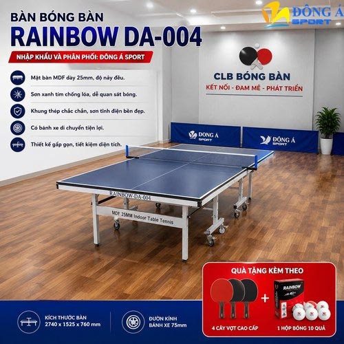 Bàn bóng bàn nhập khẩu gỗ MDF 25 ly DA-004