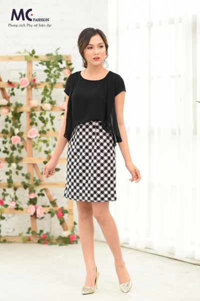 Đầm nữ thời trang thiết kế phối màu trẻ trung, thắt dây nhẹ nhàng, nữ tính  NV0143 giá sỉ, giá bán buôn - Thị Trường Sỉ