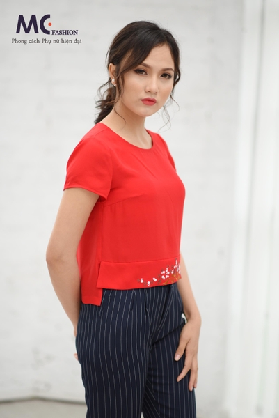 Quần lỡ công sở kẻ sọc