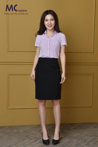 Áo sơ mi ngắn tay họa tiết kẻ sọc A207