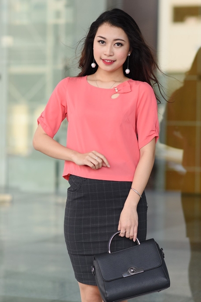 Áo croptop ngắn tay màu cam