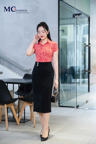 Áo sơ mi họa tiết hoa nhí A740