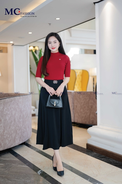 Chân váy xòe xếp ly bản to CV0671