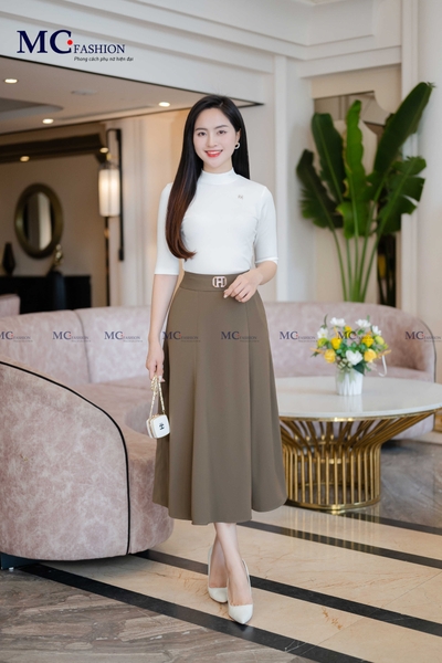 Chân váy xòe xếp ly bản to CV0671