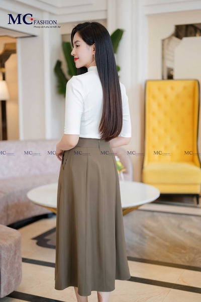 Chân váy xòe xếp ly bản to CV0671