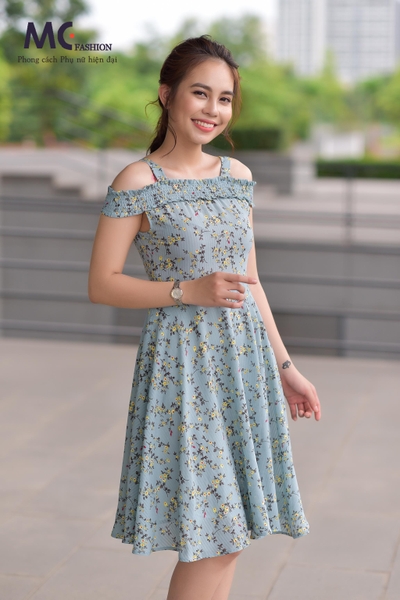 Đầm liền công sở họa tiết hoa nhí mềm mại