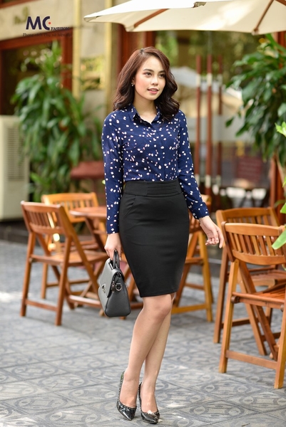 Áo sơ mi dài tay họa tiết hoa nhí A272