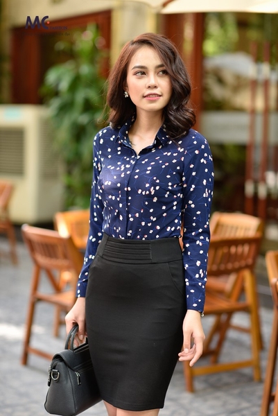 Áo sơ mi dài tay họa tiết hoa nhí A272
