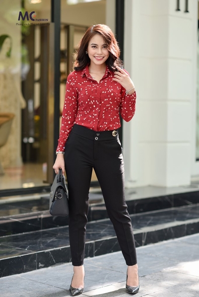 Áo sơ mi dài tay họa tiết hoa nhí A272