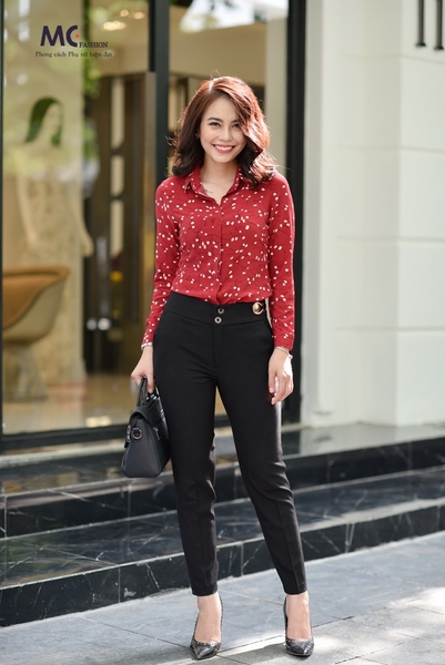Áo sơ mi dài tay họa tiết hoa nhí A272