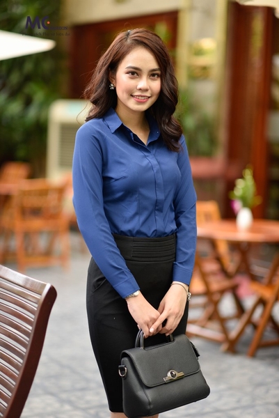 Áo sơ mi dài tay màu xanh tím than A0198