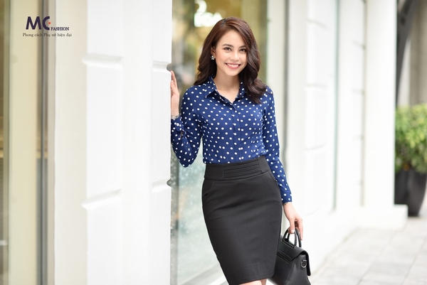 Áo sơ mi dài tay chấm bi A0284