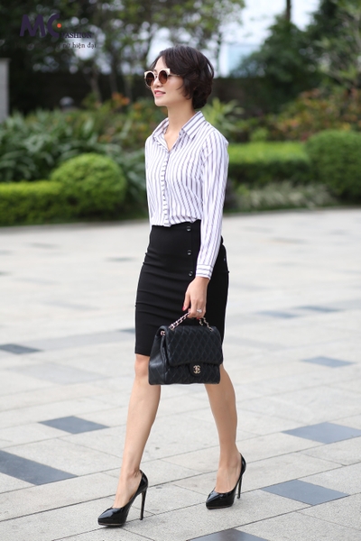 Áo sơ mi dài tay kẻ 2 sọc dọc A0279