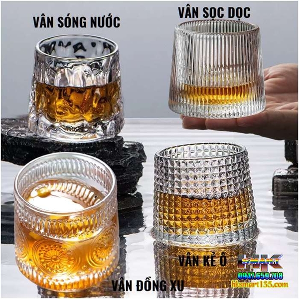 Bộ 6 cốc lắc đít lồi thủy tinh 180ml dùng uống rượu