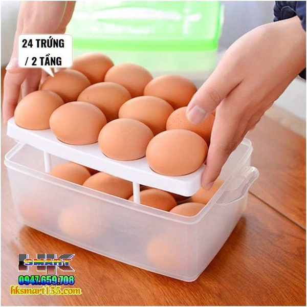 Hộp đựng trứng hai tầng tiện dụng