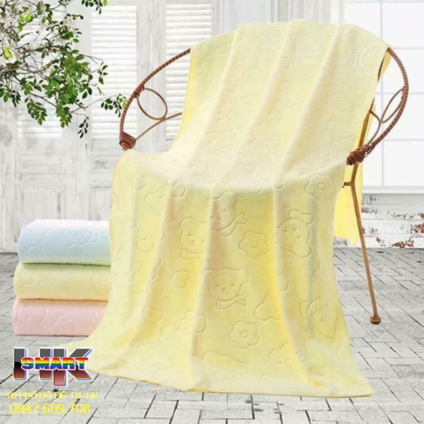 Khăn tắm cotton cao cấp hình Gấu 70 x 140 cm