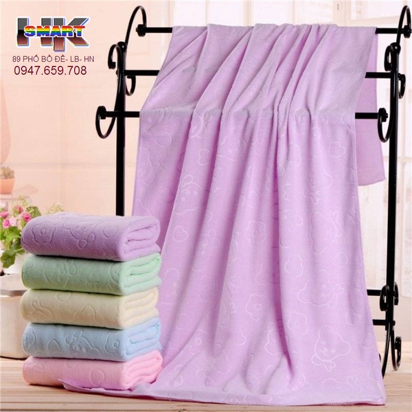 Khăn tắm cotton cao cấp hình Gấu 70 x 140 cm