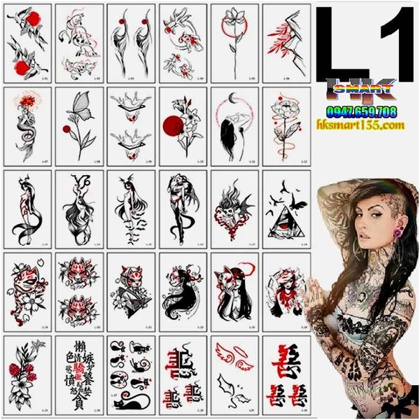 Combo 30 Tấm Hình Xăm Dán Hình Xăm