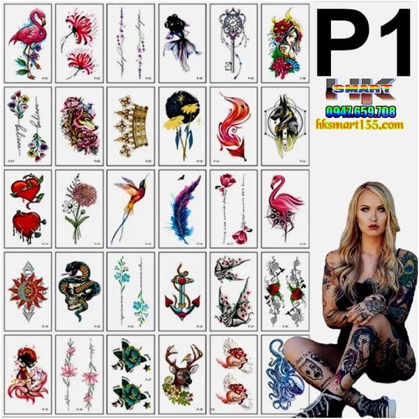 Combo 30 Tấm Hình Xăm Dán Hình Xăm