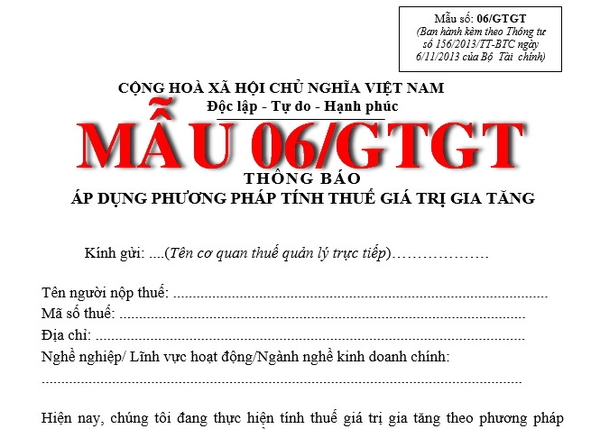 Công văn hướng dẫn bỏ nộp mẫu 06/GTGT.