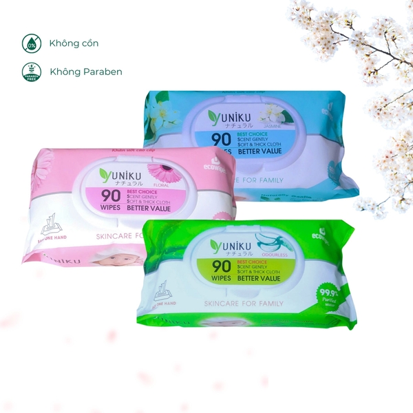28 gói khăn ướt YUNIKU 90 tờ (3 màu)