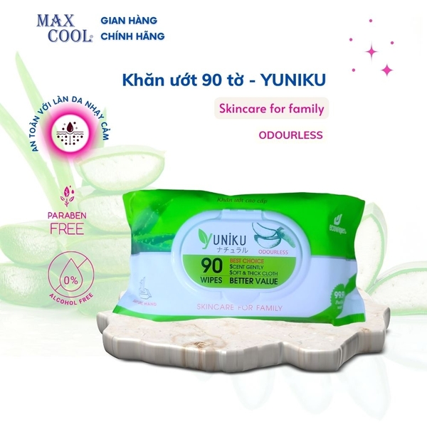 1 gói khăn ướt YUNIKU 90 tờ xanh lá không hương