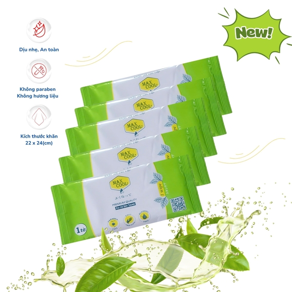 1.000 cái Khăn ướt  1 tờ Max Cool , vải chấm bi (22 x 24 cm)
