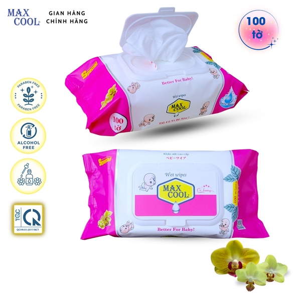 1 gói khăn ướt 100 tờ MAX COOL - Có hương