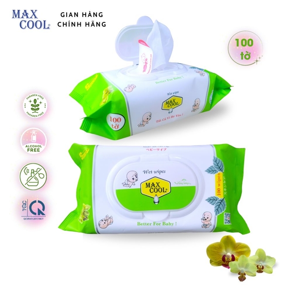 Combo 24 gói khăn ướt Max Cool 100 tờ, Ko hương