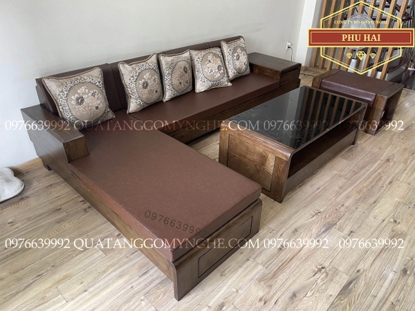 Bàn Ghế Phòng Khách Gỗ Óc Chó Hiện Đại