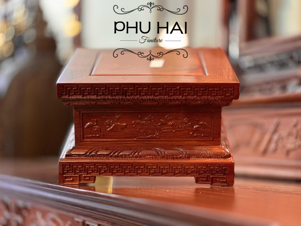 Đế Đôn Vuông , Đế kê tượng gỗ Hương Đá Mặt 35 x Cao 20 cm