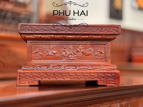 Đế Đôn Vuông , Đế kê tượng gỗ Hương Đá Mặt 35 x Cao 20 cm