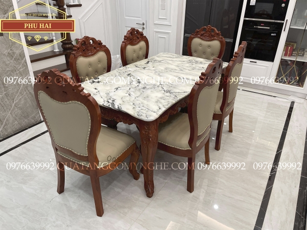 Bộ bàn ghế ăn mặt đá