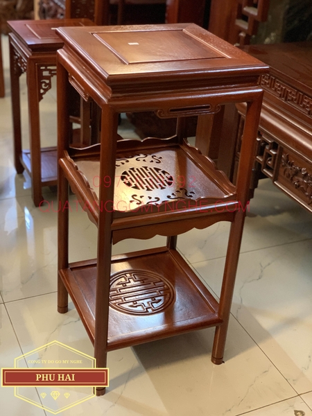 Đôn gỗ bàn trà ba tầng cao 80