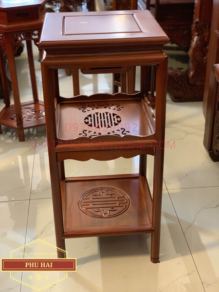Đôn gỗ bàn trà ba tầng cao 80