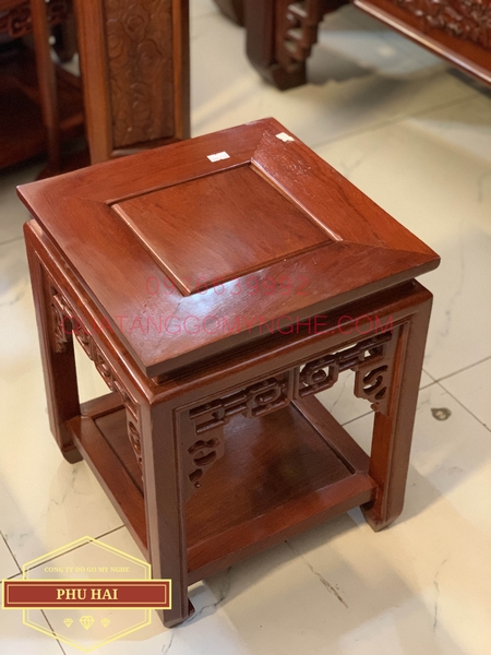 Đôn gỗ vuông trang trí gỗ hương cao 40