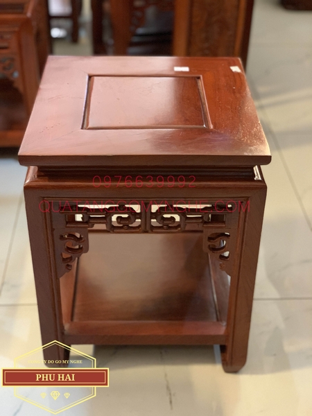 Đôn gỗ vuông trang trí gỗ hương cao 40