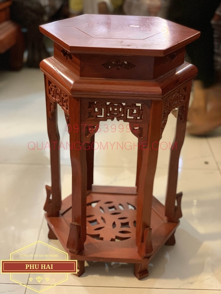 Đôn Gỗ Lục Giác Gỗ Hương Cao 60 Mặt 30 - DG53