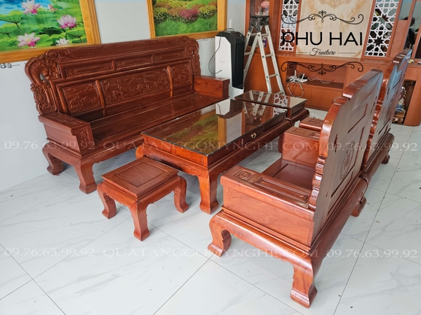 Bộ Bàn Ghế Gỗ Hương Trương Voi 6 Món